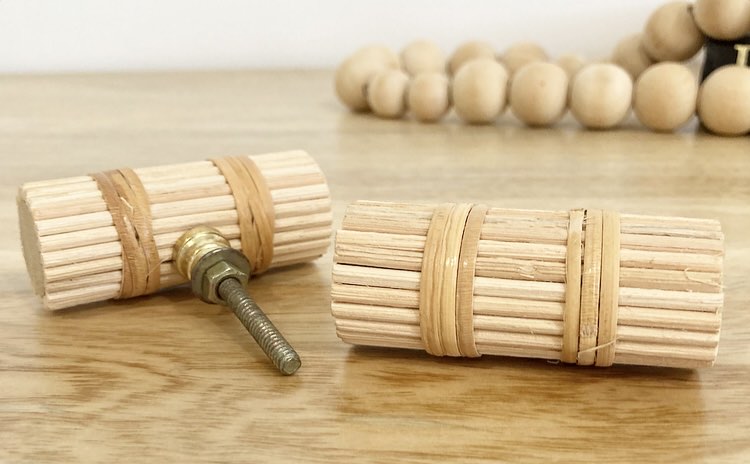 Small Round Rattan T Bar and Wood Handle