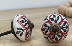 Pink Antique Flower Crackle Ceramic Knob