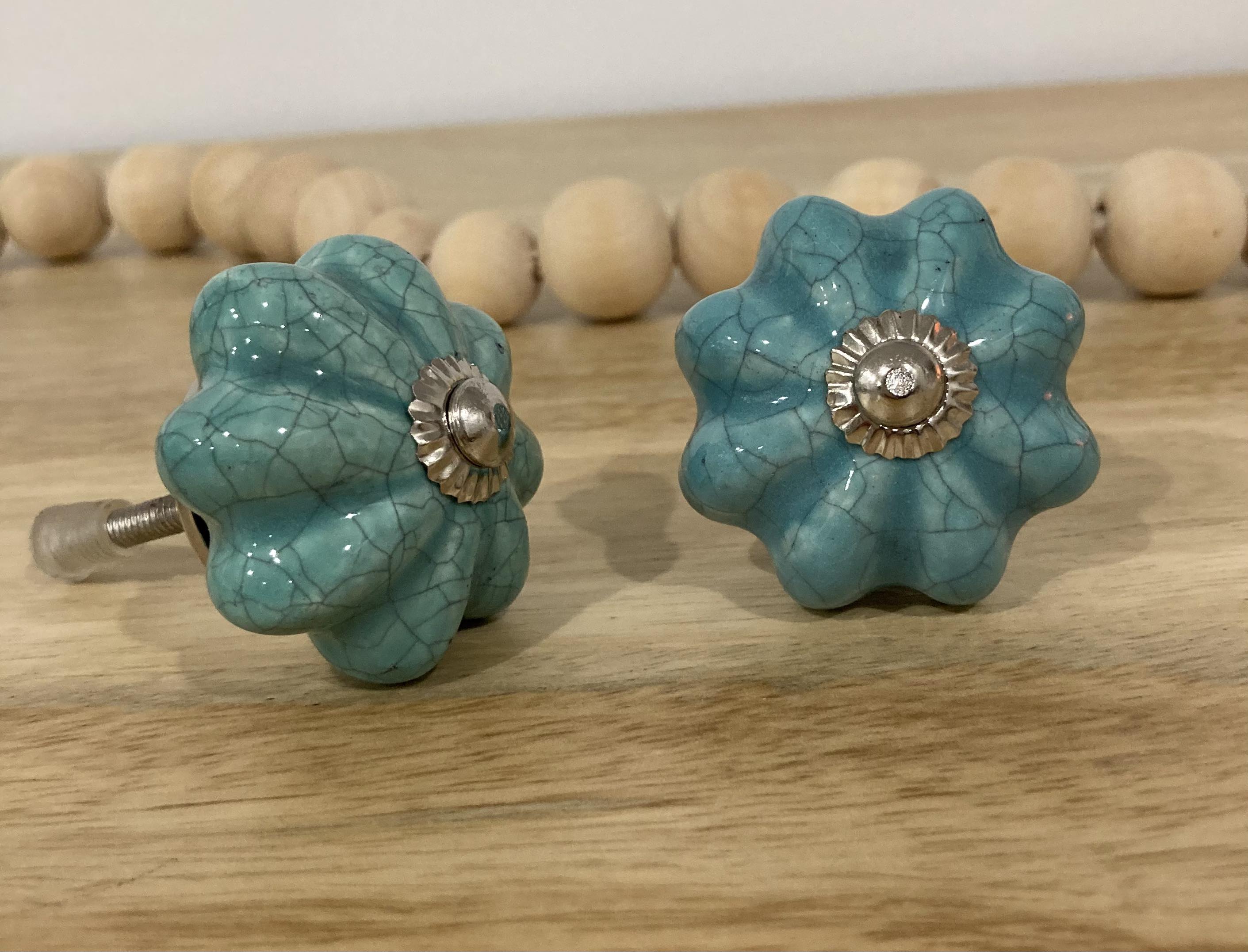 Seconds Retro Green Crackle Melon Ceramic Knob