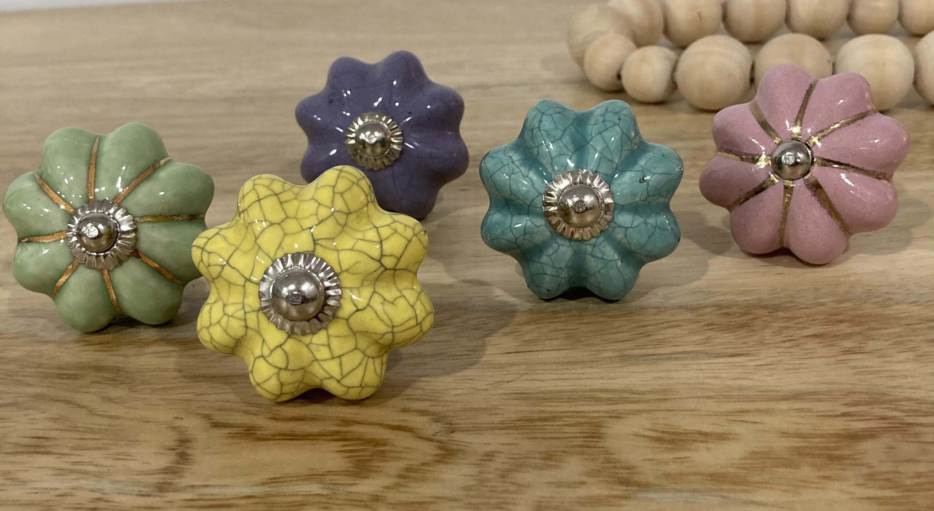 Seconds Retro Green Crackle Melon Ceramic Knob