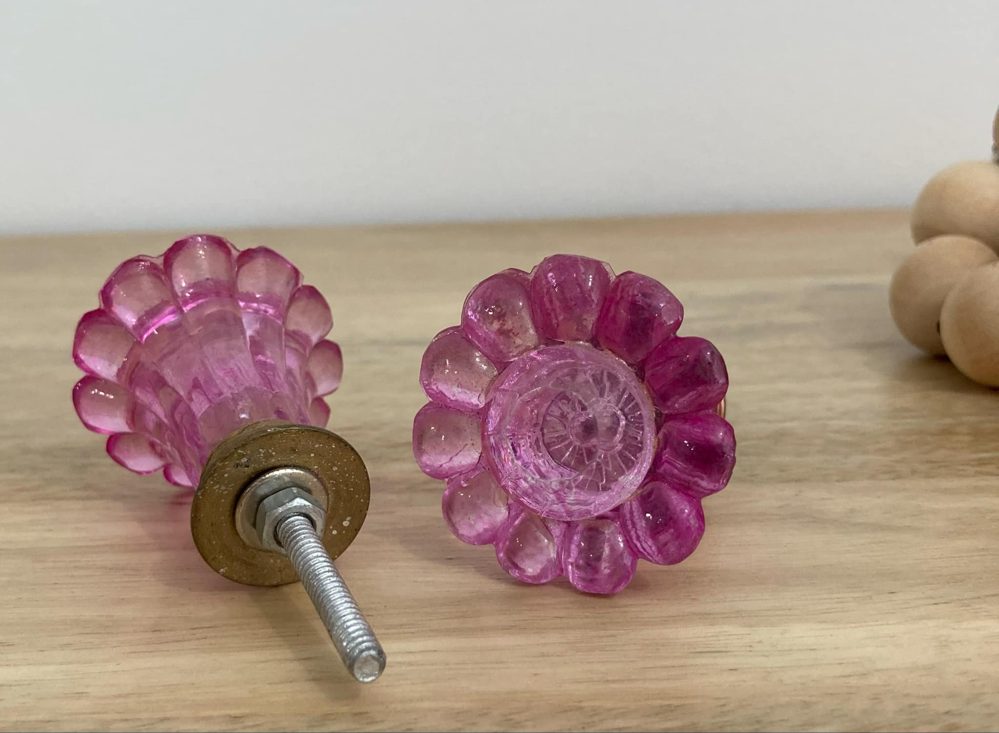 Barbie Pink Fluted Shaped Glass Knob