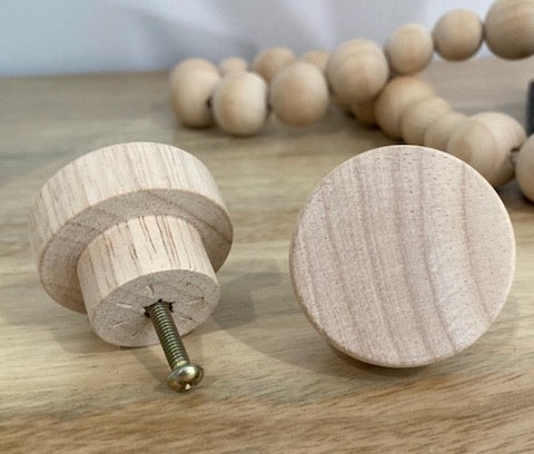 35mm Natural Beechwood Wood Round Knob