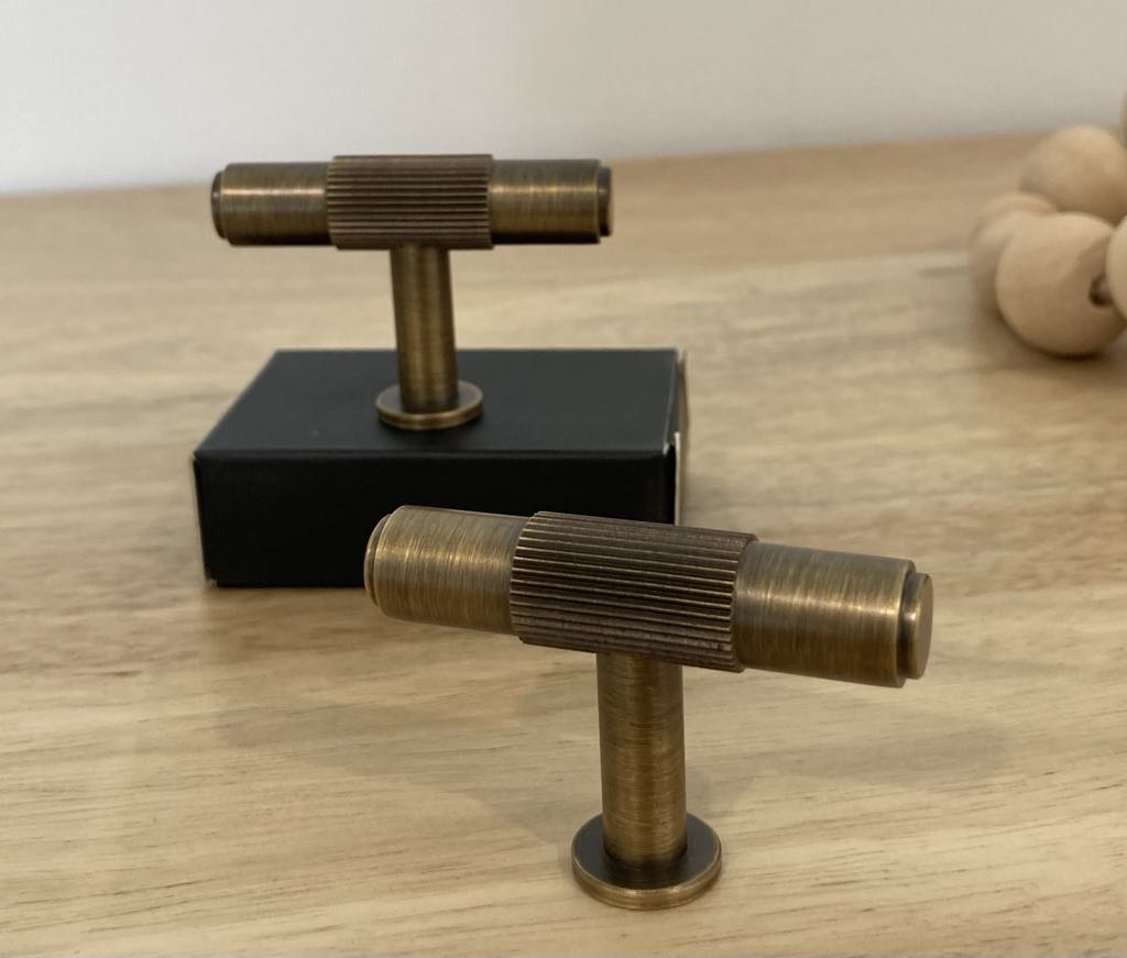 Chester Knurled Solid Brass T Bar Pull