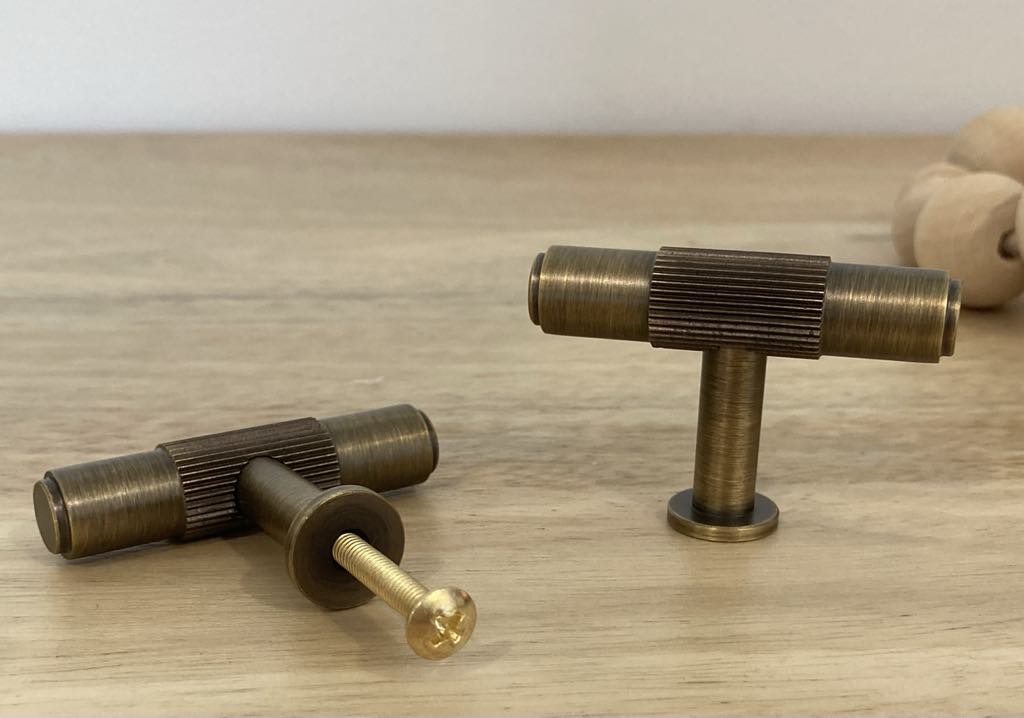 Chester Knurled Solid Brass T Bar Pull