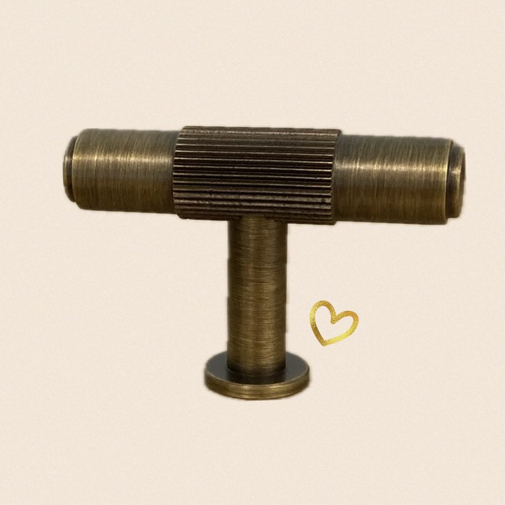 Chester Knurled Solid Brass T Bar Pull