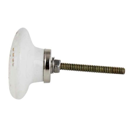 Gold and White Small Daisy Flat Ceramic Knob - Hip N Humble