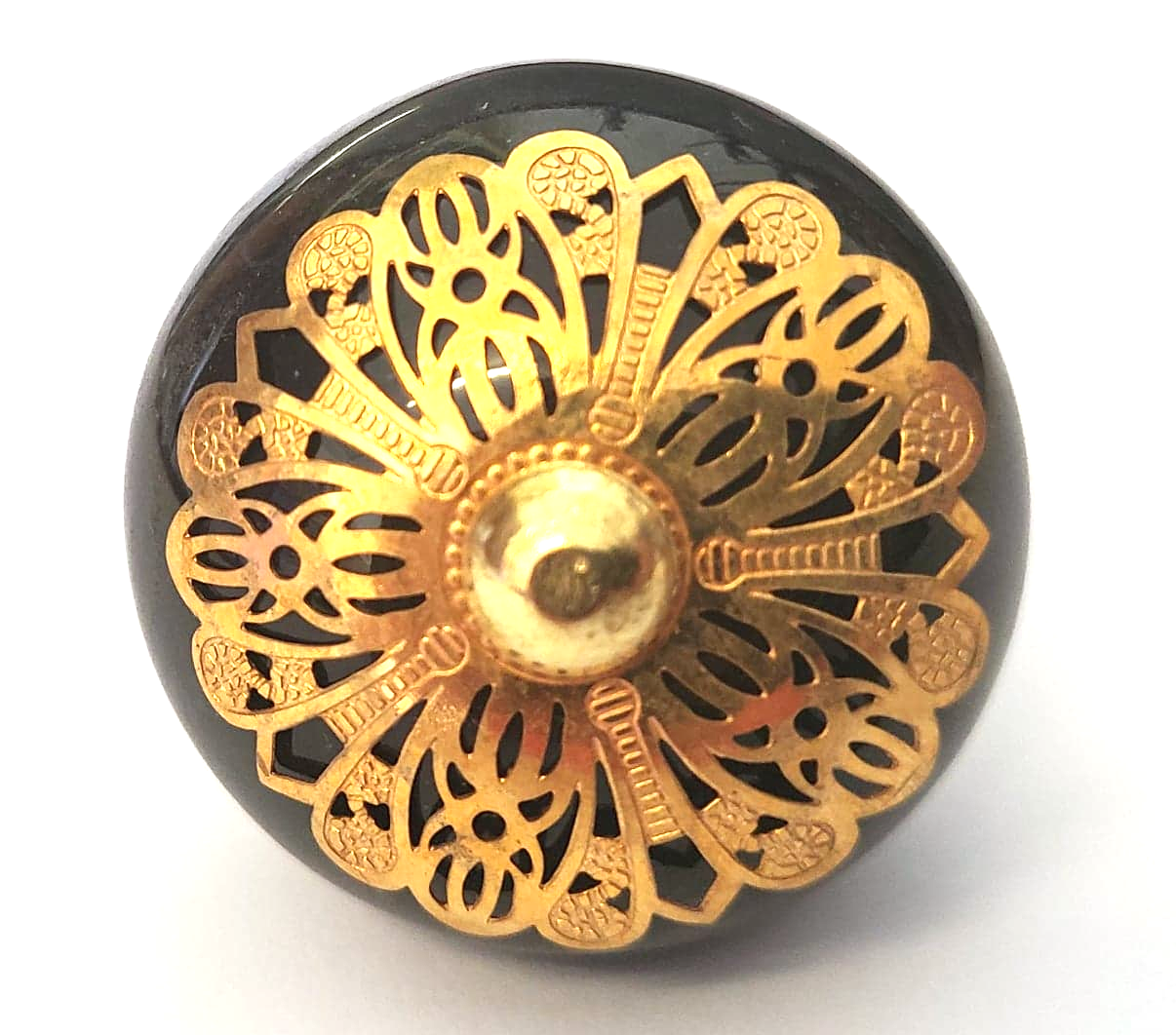 Black and Gold Lace Ceramic Knob - Hip N Humble