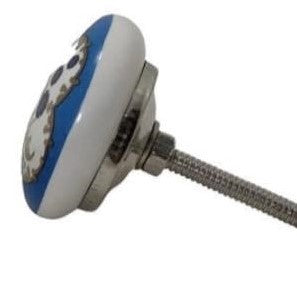 Blue Wild Flower Flat Ceramic Knob - Hip N Humble