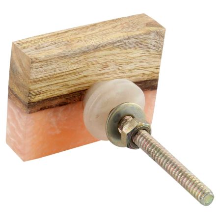 Stone Pink & Resin Wooden Knob