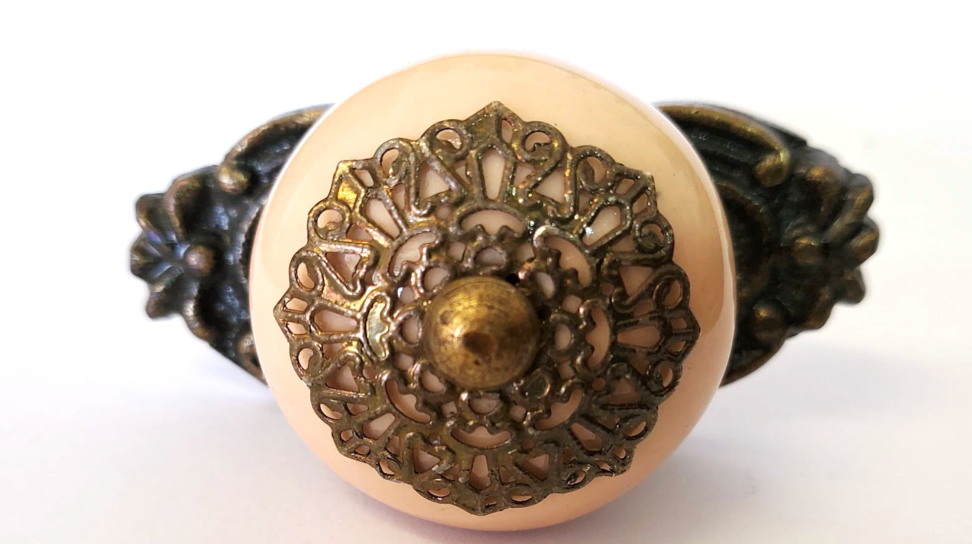 Accented Apricot Knob with Bronze Backing Plate - Hip N Humble