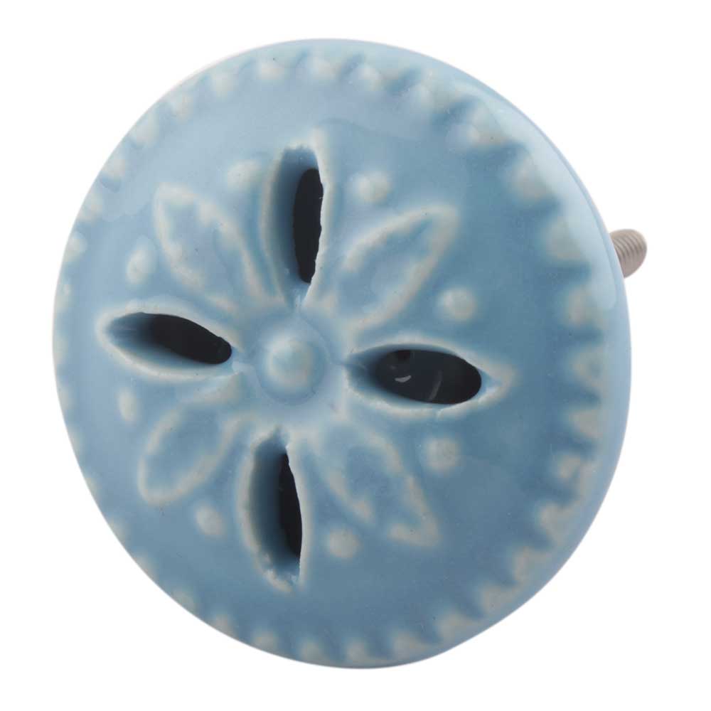 Aqua Flower Ceramic Knob - Hip N Humble