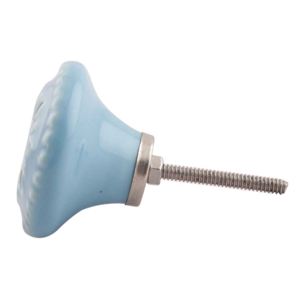 Aqua Flower Ceramic Knob - Hip N Humble
