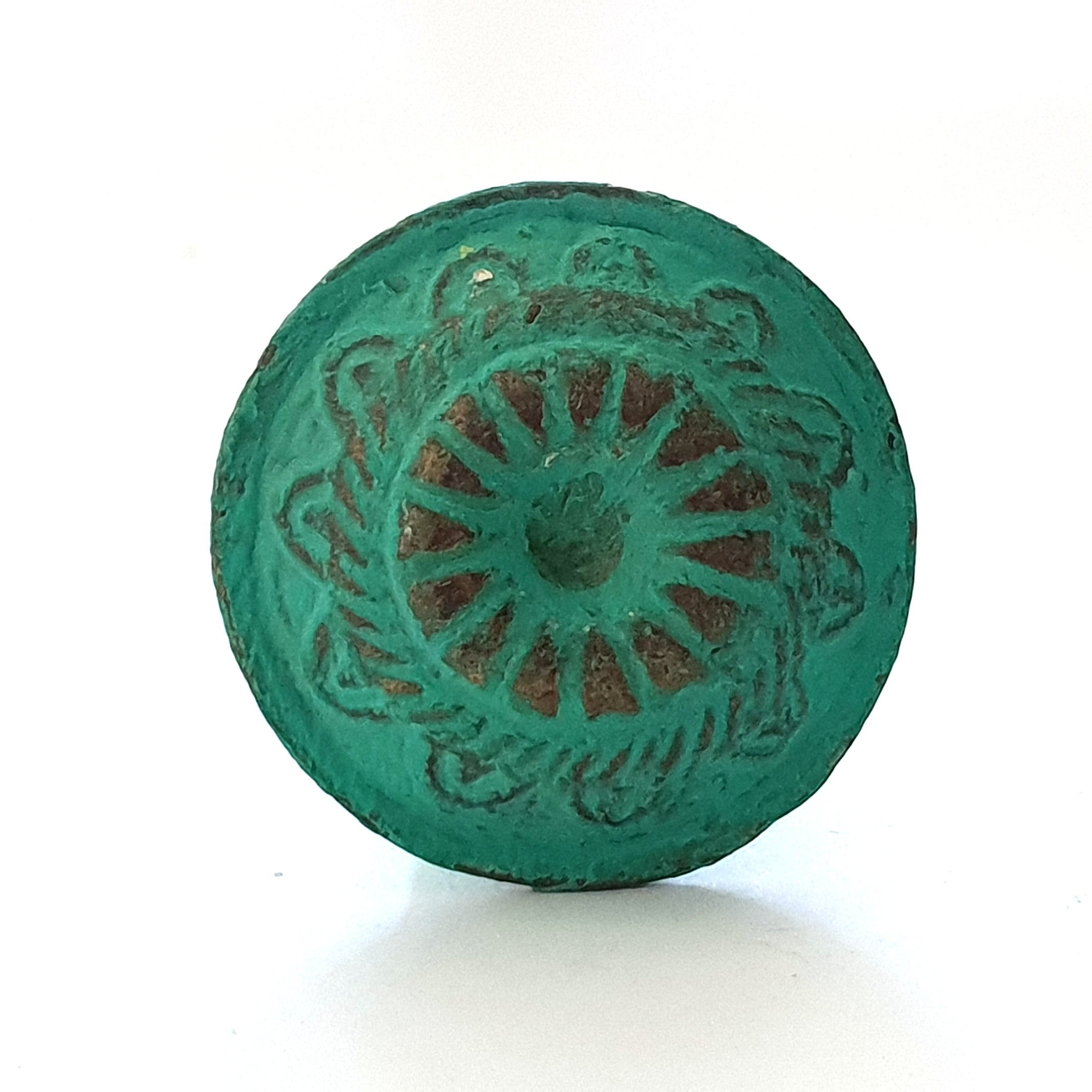 Teal Rustic Wheel Metal Knob - Hip N Humble