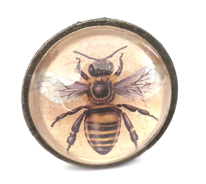 Bee Happy Glass/Metal Knob - Hip N Humble