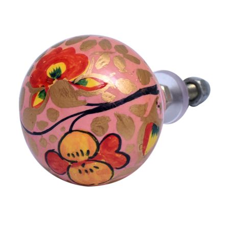 Pink Floral Wooden Painted Furniture Knob - Hip N Humble