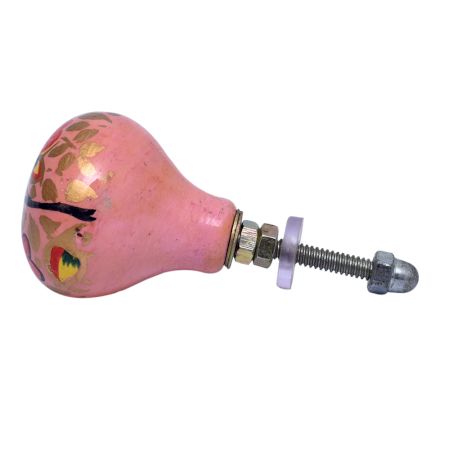 Pink Floral Wooden Painted Furniture Knob - Hip N Humble