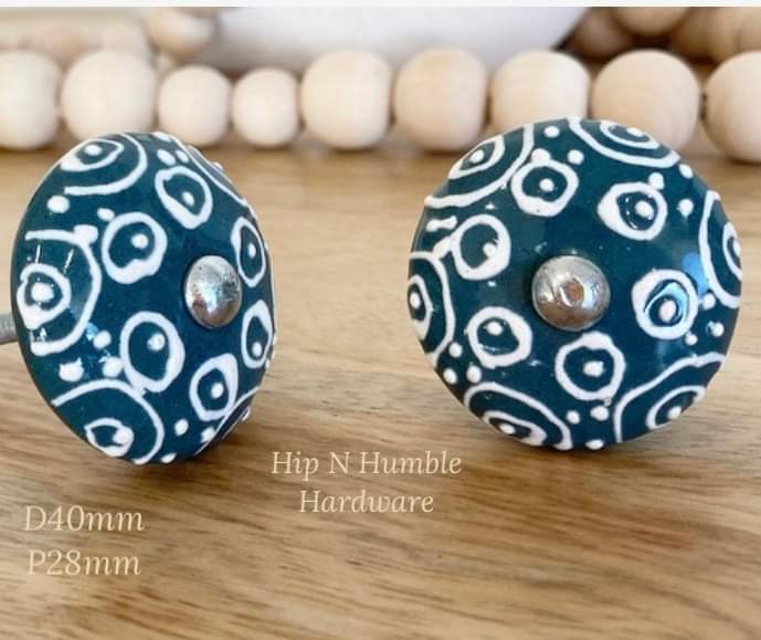 Dark Green Flat Ceramic Knob - Hip N Humble