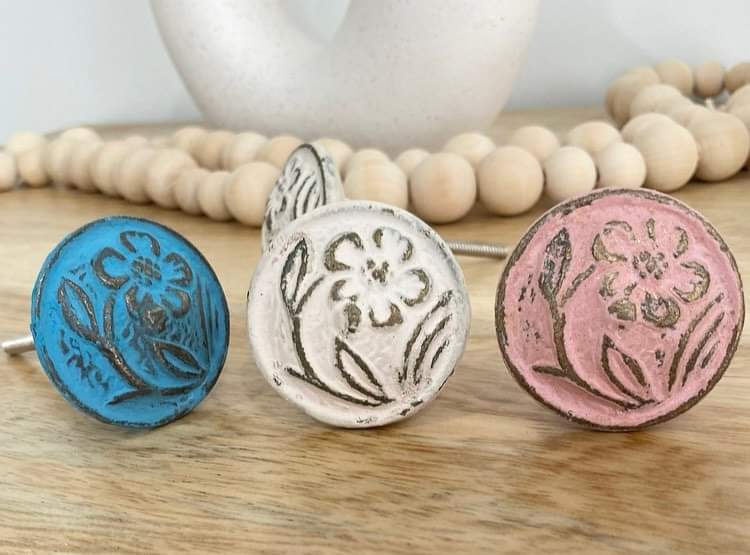 Pink Forget Me Not Metal Knob - Hip N Humble