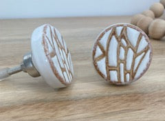 Brown & White Abstract Ceramic Knob