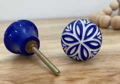 Resin Deep Blue & White Knob