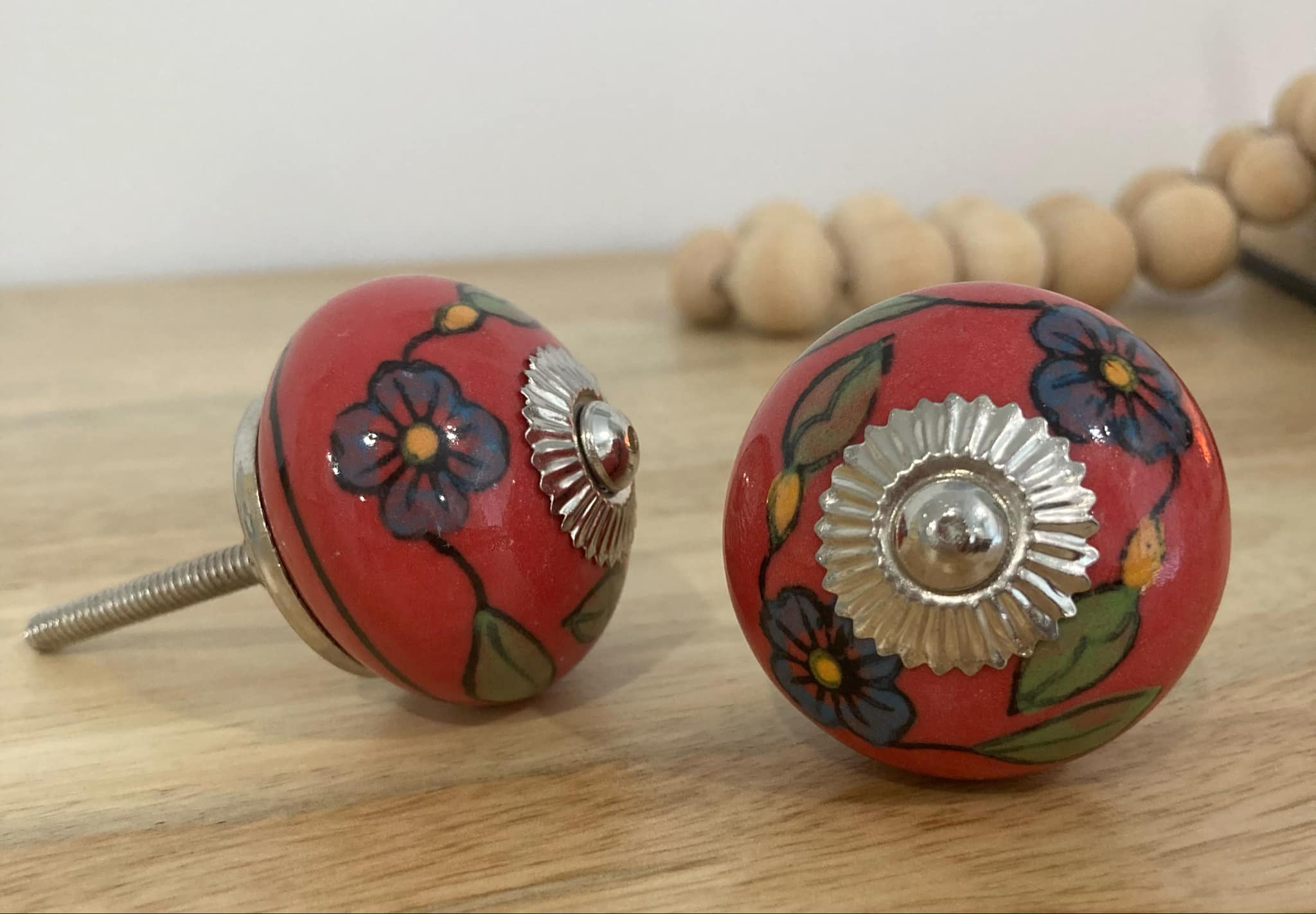 Retro Flower Ceramic Knob