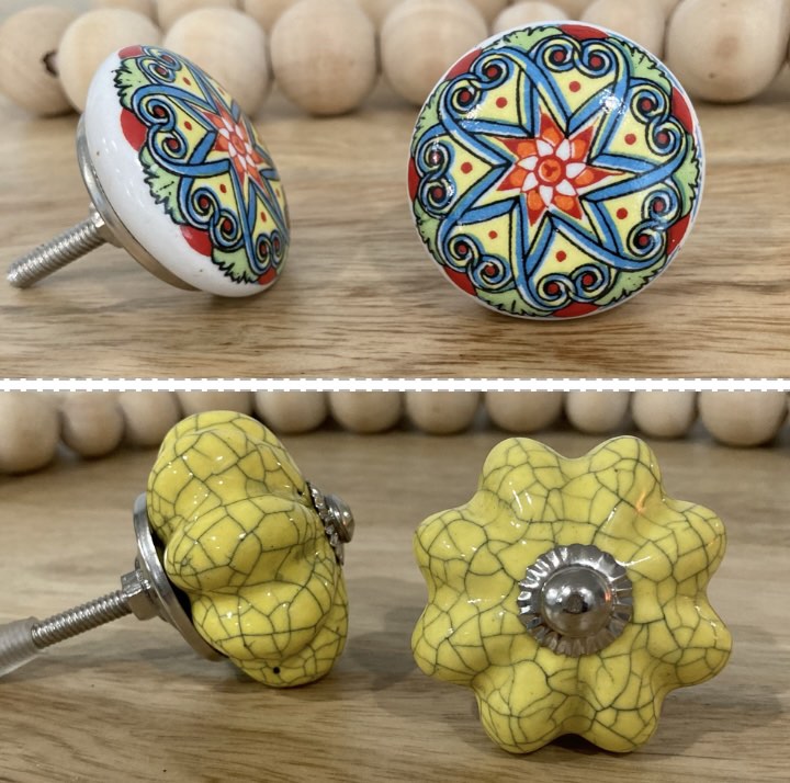 Retro Yellow Crackle Melon Ceramic Knob