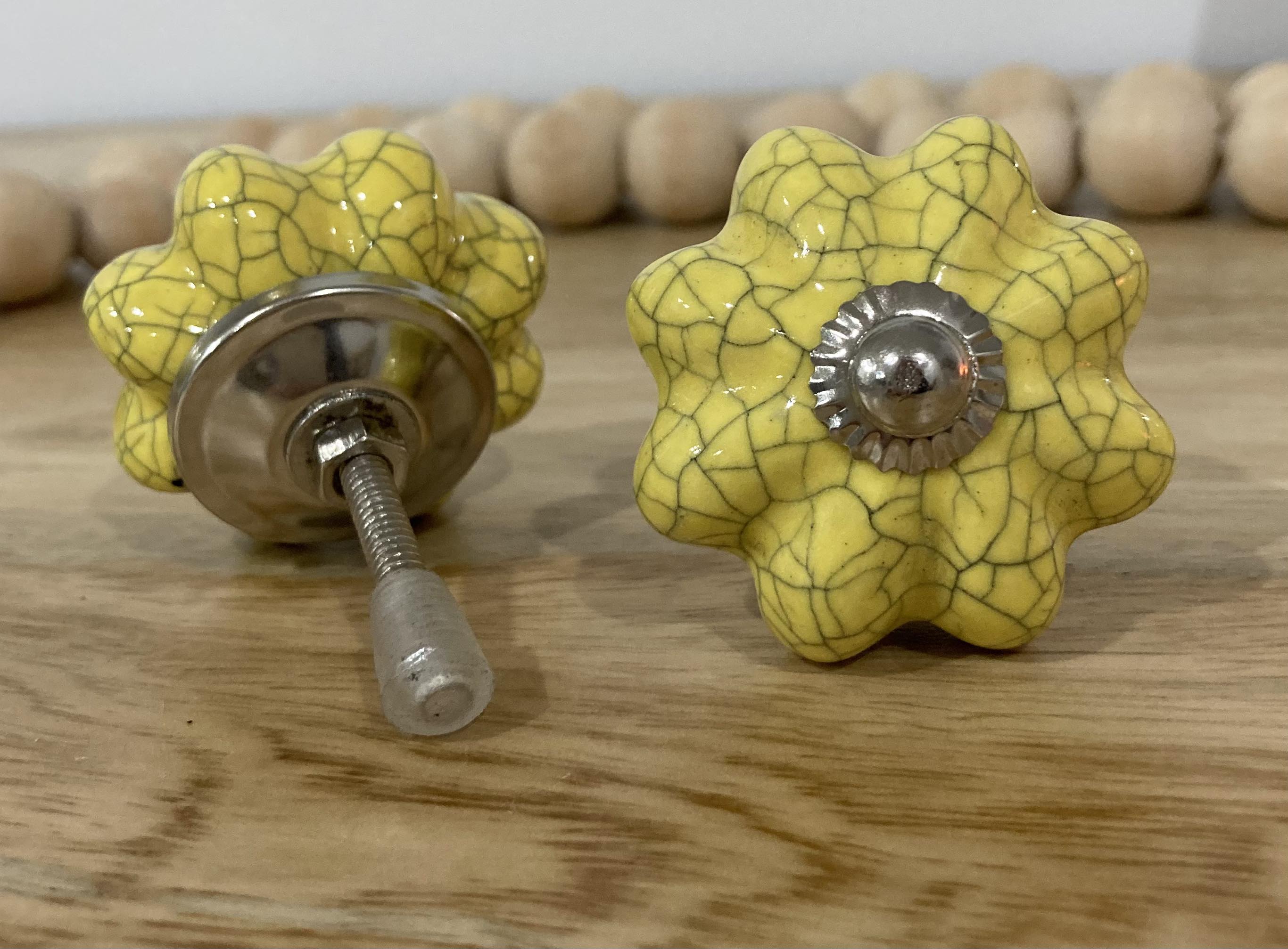 Retro Yellow Crackle Melon Ceramic Knob