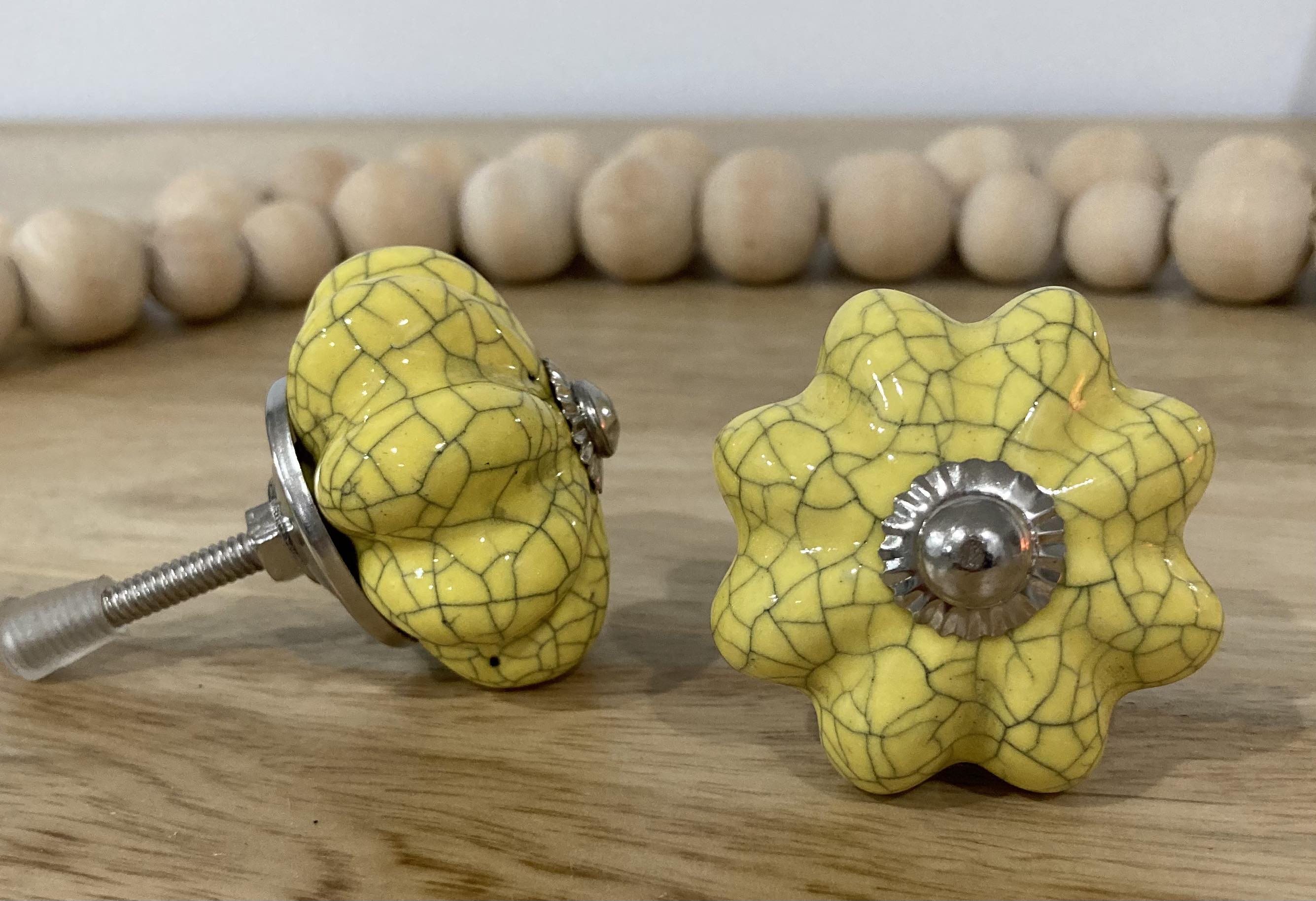 Retro Yellow Crackle Melon Ceramic Knob