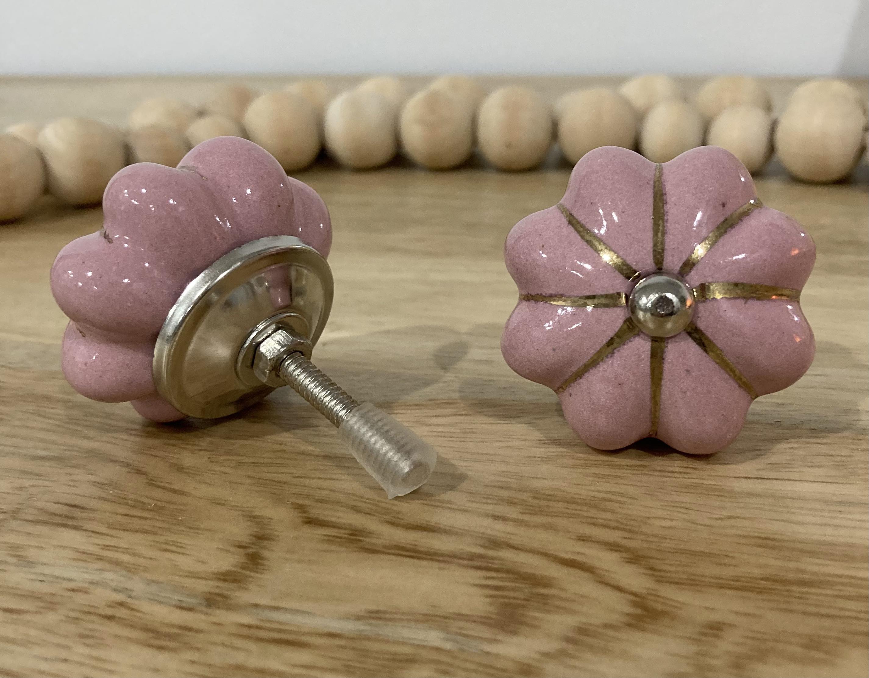 Pink Gold & Silver Melon Ceramic Knob