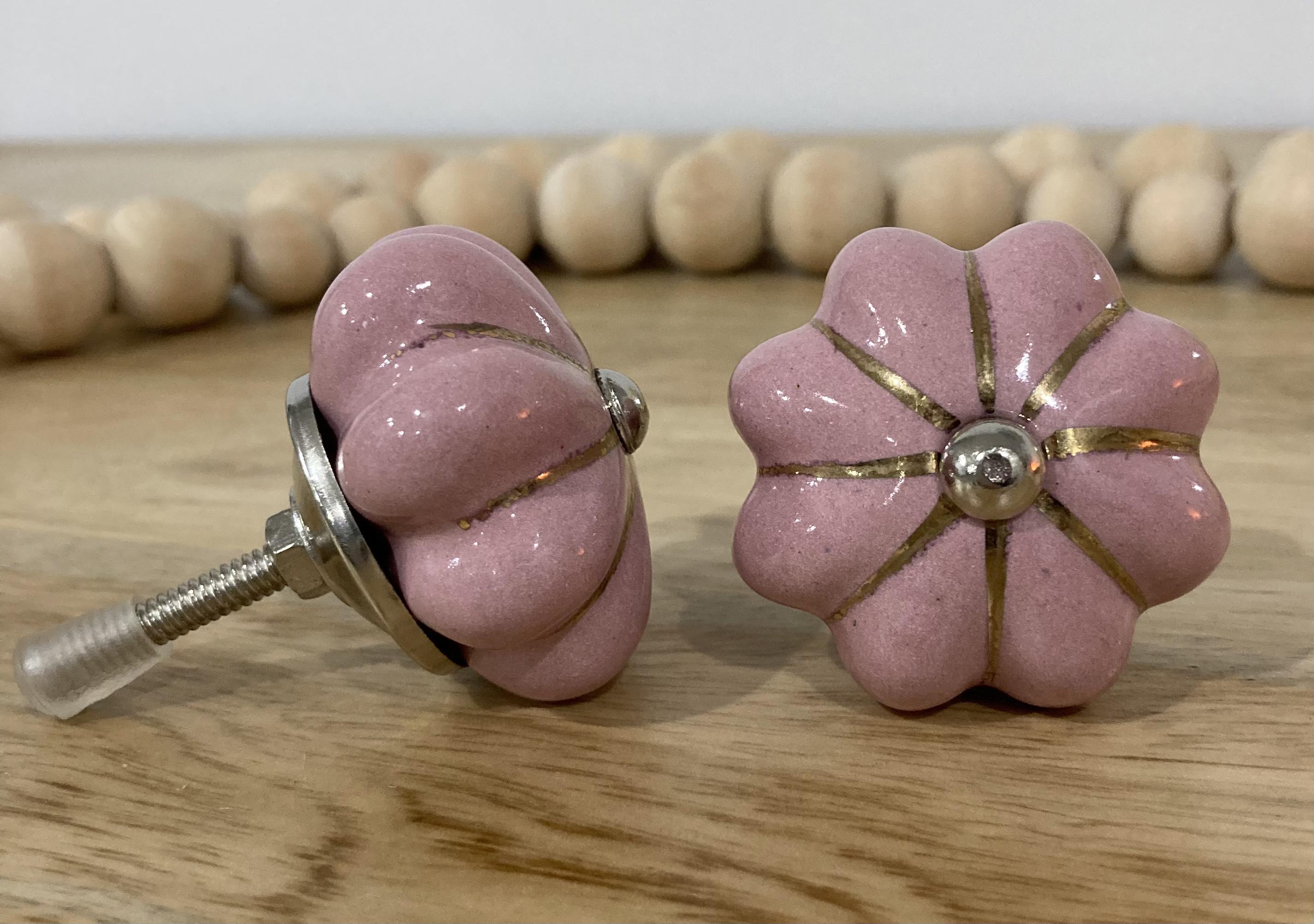 Pink Gold & Silver Melon Ceramic Knob