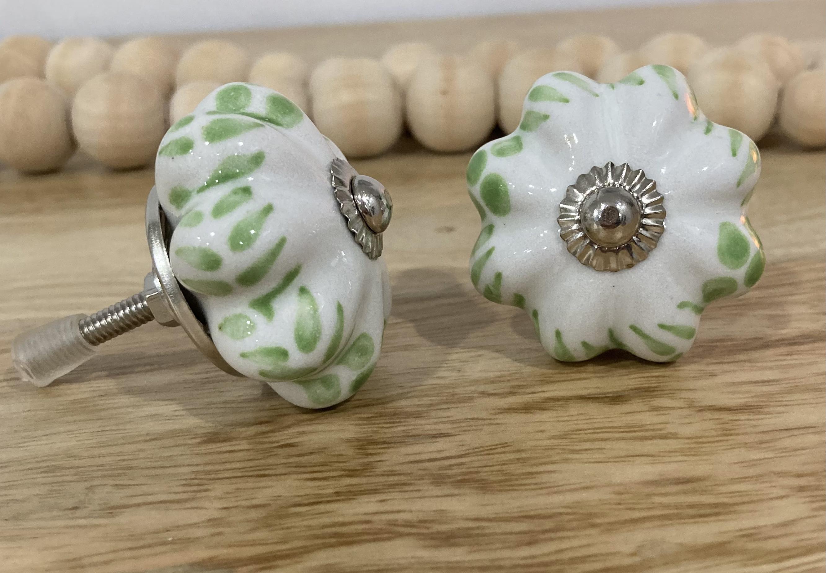 Fresh Green Leaf Melon Ceramic Knob