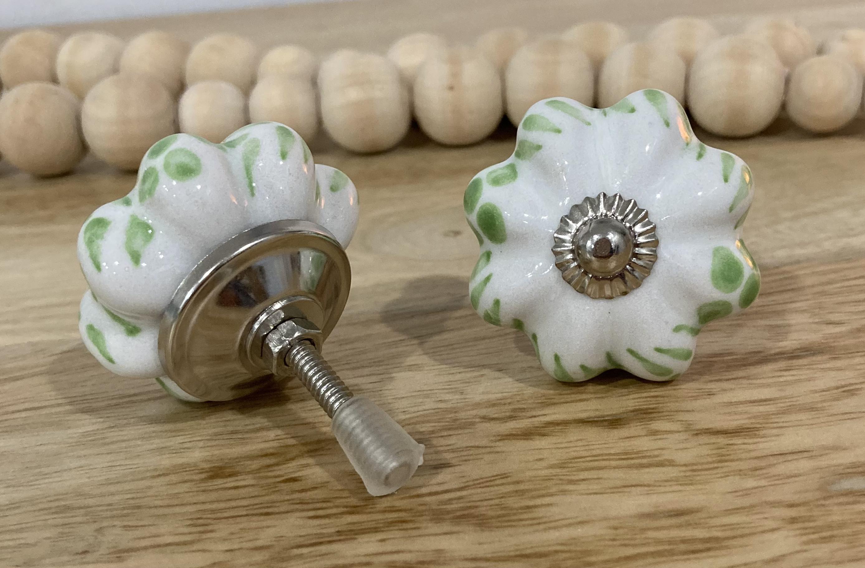 Fresh Green Leaf Melon Ceramic Knob