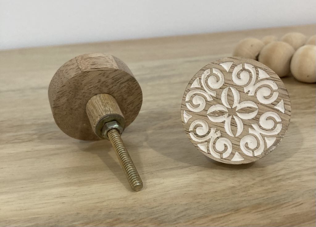 BoHo No 3 White and Wood Designed Knob