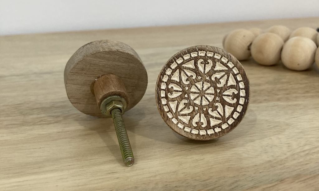 BoHo No 4 White and Wood Designed Knob