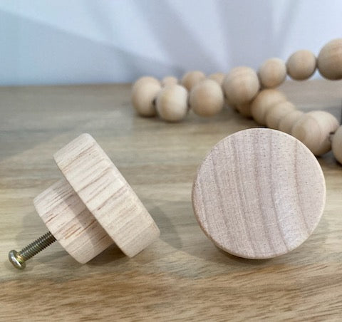 40mm Natural Beechwood Wood Round Knob