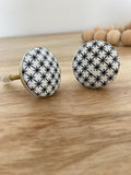 Black Cross & White Flat Ceramic Knob