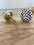 Black Cross & White Flat Ceramic Knob