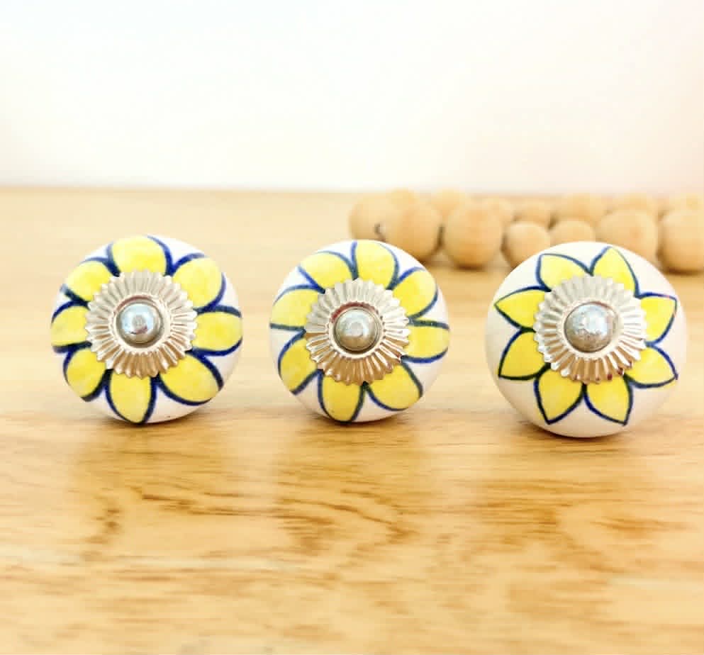 Mixed Sized Sunflower Print Ceramic Knob