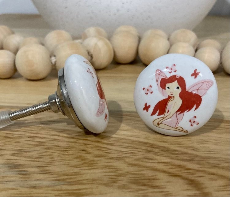 Little Girl Fairy Flat Ceramic Knob