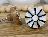 Mother of Pearl Wheel Wooden Rustic Knob