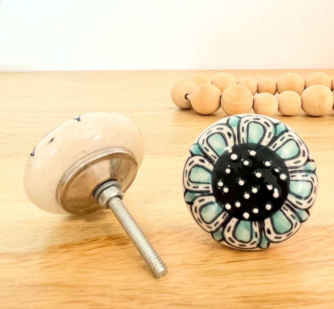 Light Sea Green Ceramic Flat Knob