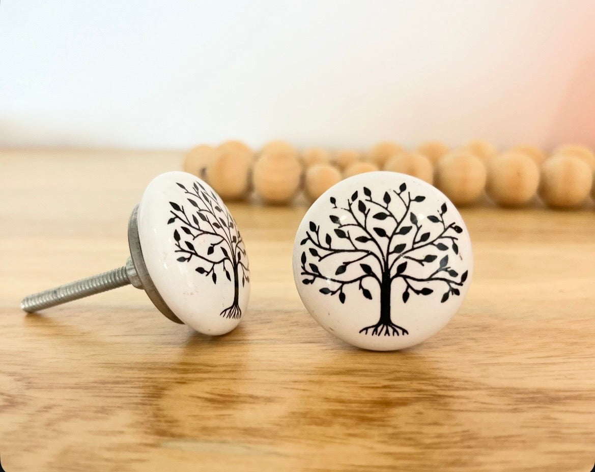 Tree of Life Flat Ceramic Knob