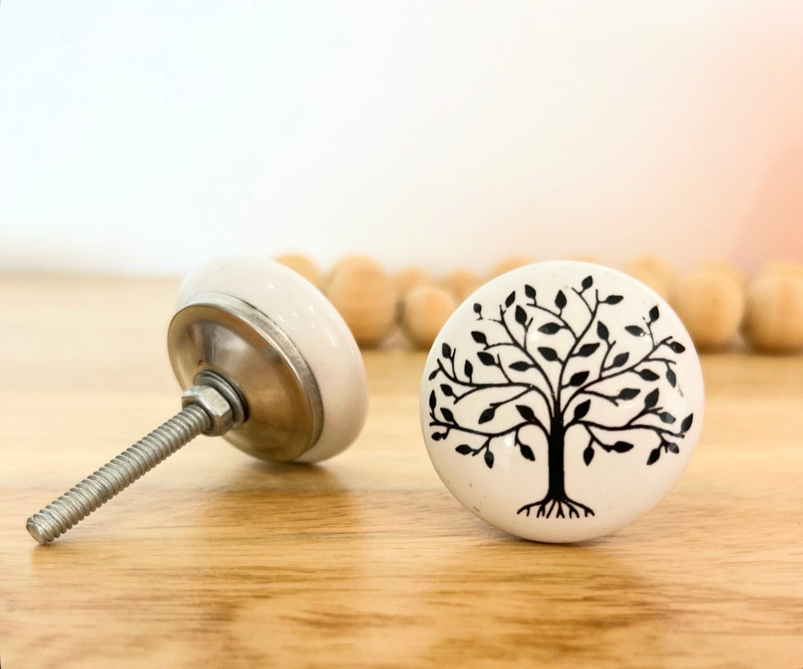 Tree of Life Flat Ceramic Knob