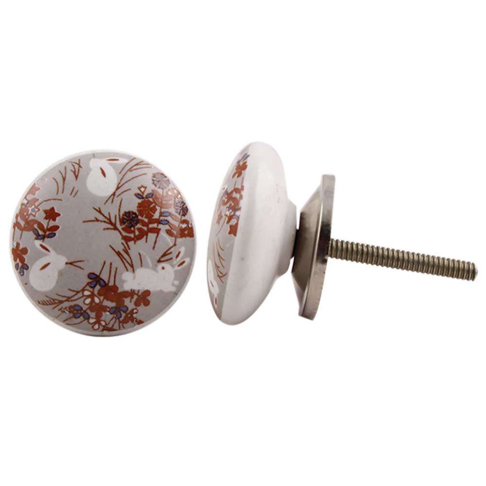 Rabbit in the Garden Ceramic Flat Knob - Hip N Humble