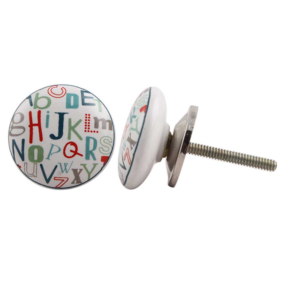 Multicolour Alphabet Flat Ceramic Knobs - Hip N Humble