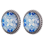 Elsa Blue & White  Glass & Metal Knob - Hip N Humble