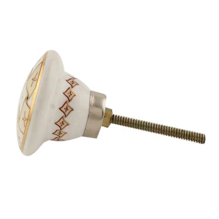 Glamor Cream and Gold Flat Ceramic Knob - Hip N Humble