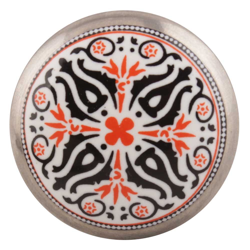 Orange And Black Ceramic Cabinet Knob - Hip N Humble