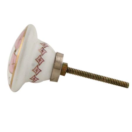 Pink and Gold Flat Ceramic Knob - Hip N Humble