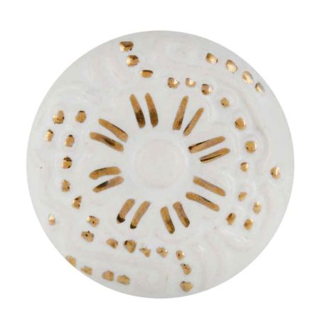 Gold and White Small  Daisy Flat Ceramic Knob - Hip N Humble